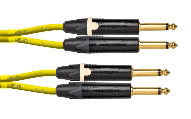 Cordial CEON DJ - 2x Jack Mono 6.35mm >> 2x Jack Mono 6.35mm - Amarillo - 0.6 metros 